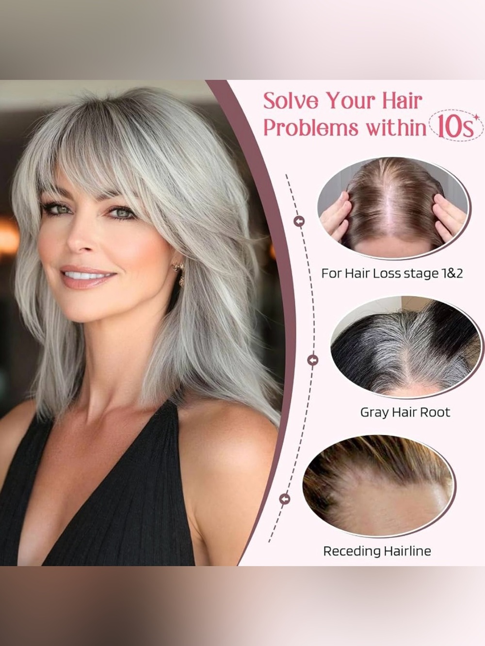 Hair Topper With 4 X 2.5” Base Hair Invisible Lace Front Med Brown W/Blonde - Picture 4 of 9